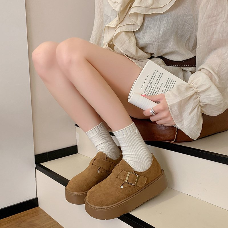 厚底全包勃肯女鞋子2025新款秋冬季一脚蹬休闲复古单鞋博肯乐福鞋|undefined