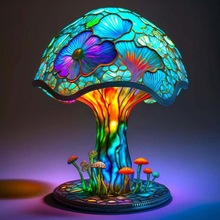 现货 Stained Glass Plant Series Table Lamp 彩绘玻璃植物台灯