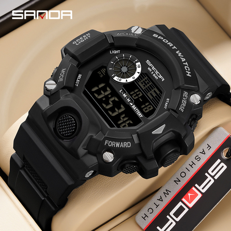 Sanda reloj electrónico de moda monoplaza multifunción reloj de estudiantes de secundaria impermeable reloj despertador reloj de deporte de luz nocturna