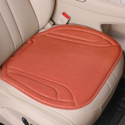 New suede perforated car seat cushion three-piece set, suitable for all seasons, latex cotton seat pad, breathable premium seat cushion (Four Seasons Pad) - ideal-orange-1-piece-of-drivers-seat-cushion