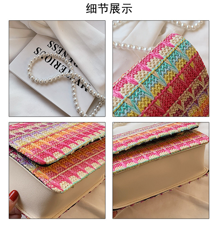 Korean fashion colorful contrast rhombus shoulder handbagpicture23