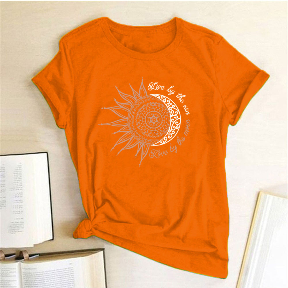 T-shirt Tops Type Wholesale Women'S Streetwear Sun Letter Short Sleeve Printing T-Shirts