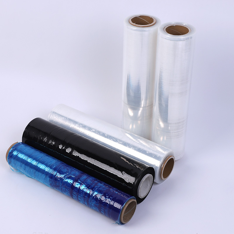 Película estirable multicolor de PE personalizada del fabricante, película estirable, película estirable, película de embalaje de bandeja industrial de 50cm, película autoadhesiva