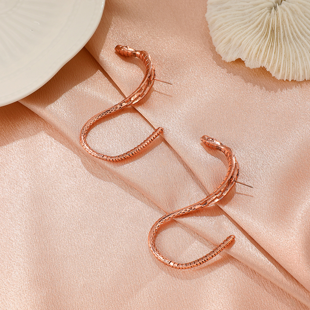 retro metal snake-shaped earrings ethnic style personality exaggerated cobra earrings
