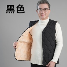 男士棉马甲加绒加厚爸爸装中老年保暖坎肩背心百搭防寒立体贴袋