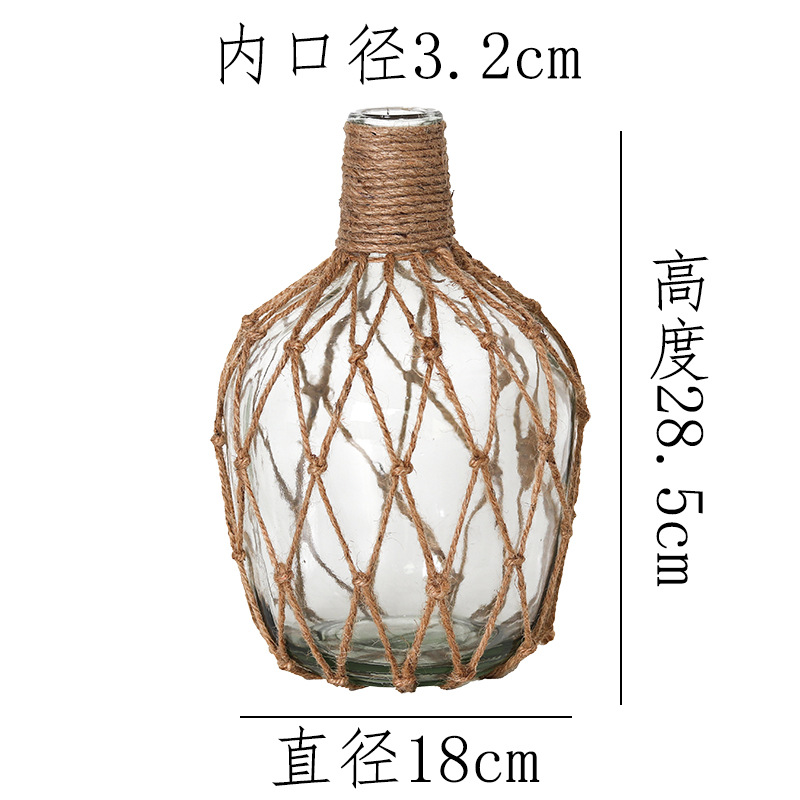 2호 작은 입 큰 배 대마 밧줄 대마 밧줄로 짠 꽃병