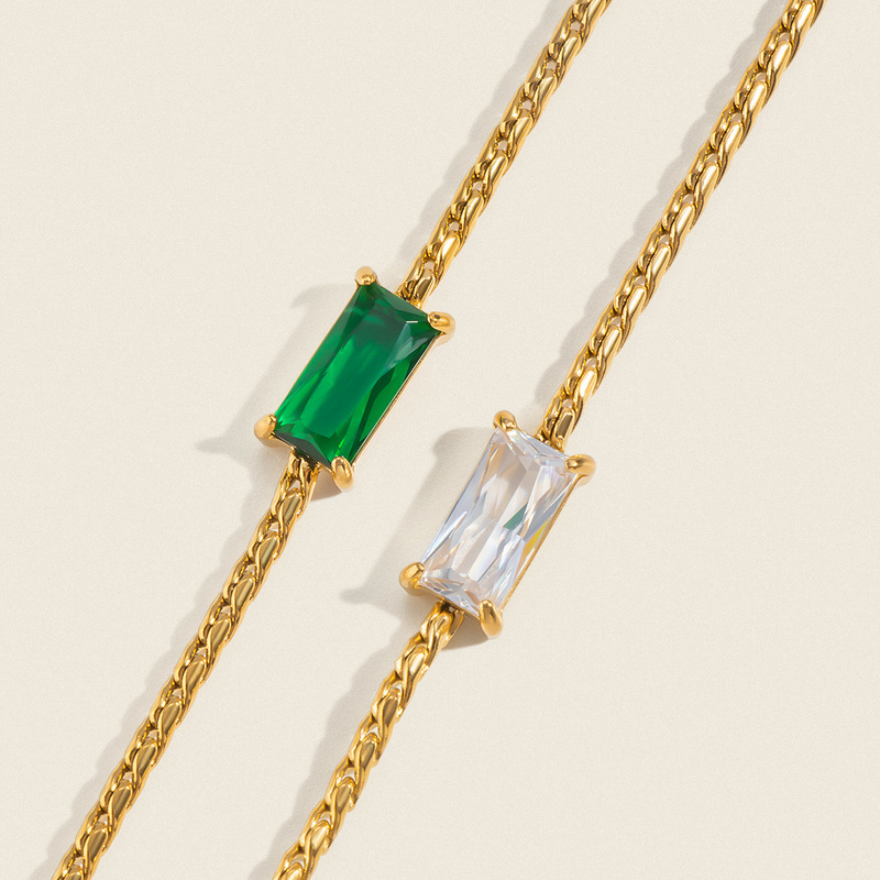 Xia Ling's Best-Selling European and American Cross-Border Square Zircon Bracelet for Women, 18K Gold-Plated Stainless Steel Waterproof Fashion Jewelry Wholesale Xia Ling's Best-Selling European and American Cross-Border Square Zircon Bracelet for Women, 18K Gold-Plated Stainless Steel Waterproof Fashion Jewelry Wholesale