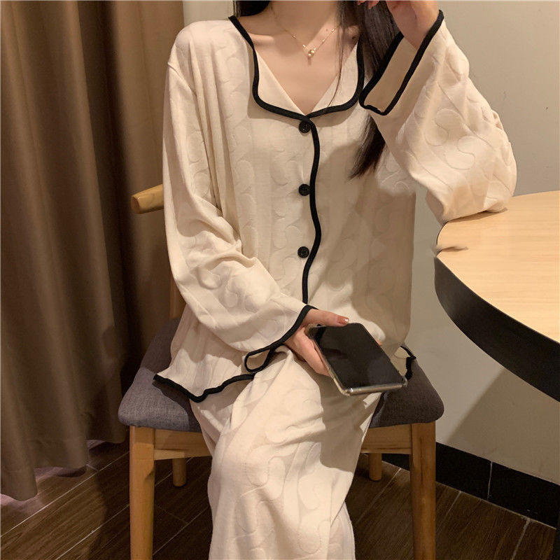 Pijamas de chicas en línea de manga larga otoño y invierno coreano microblogging chatter en vivo ropa doméstica set de corazón de chicas se puede usar fuera