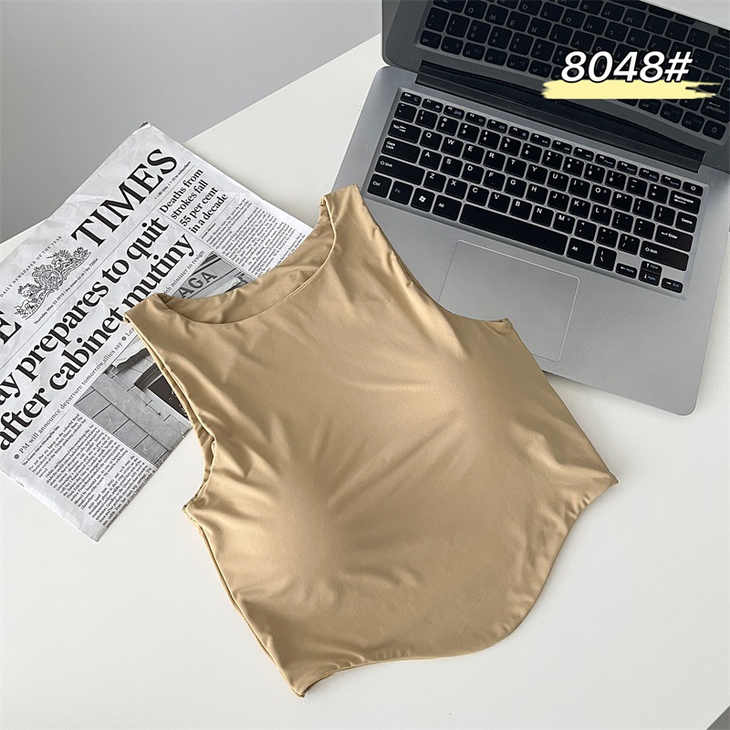 Verano de hielo de seda de belleza correa trasera envuelto chaleco en el pecho taza fija desgaste interior desgaste exterior chica caliente tubo de base superior chaleco sin mangas