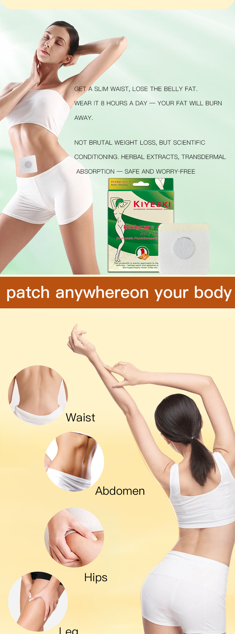 Slimming Navel Patch Body Care Self Adhesive 10 Patches Per Box in use