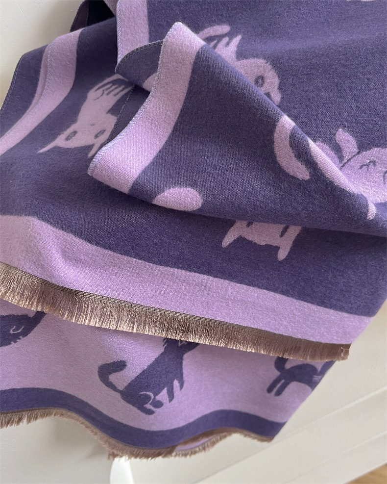 Scialle invernale lungo in jacquard double face con aria condizionata e caldo, in imitazione cashmere, sciarpa personalizzata alla moda per donna_voghion.com