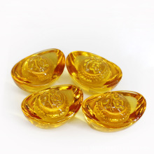 黄水晶元宝琉璃元宝摆件带字水晶元寳家居客厅装饰品开业赠送礼品