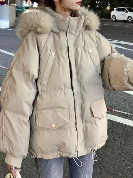 Brand short winter down jacket for elementary school students, Korean style, oversize, increased thickness