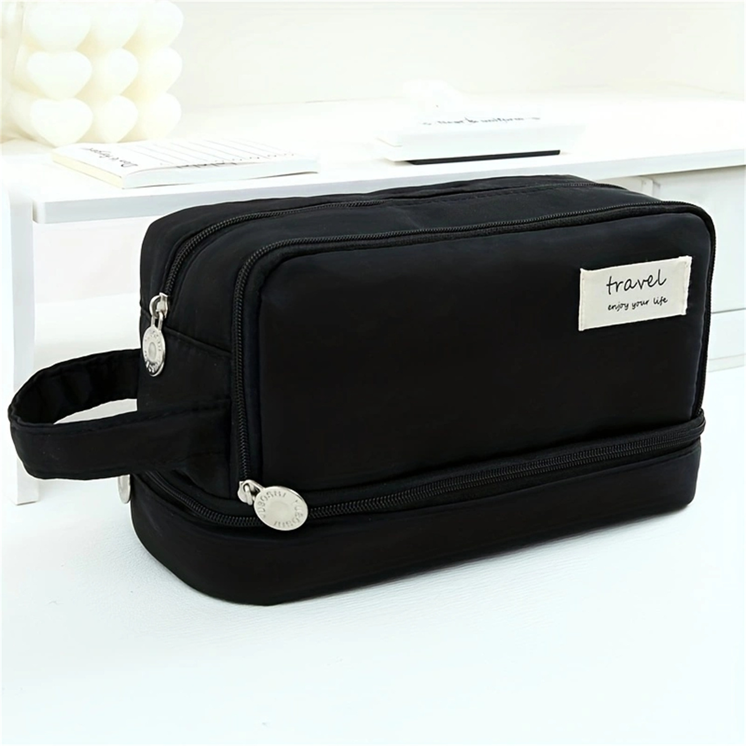 Caja de lápices de estudiante de secundaria de gran capacidad transfronteriza caja de lápices de doble capa caja de lápices multifuncional simple caja de lápices caja de papelería al por mayor