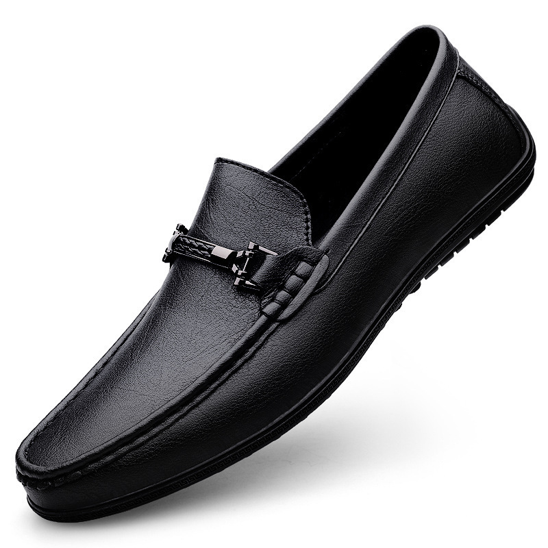 Cross-Border Men's Loafers, Soft Leather Casual Shoes, Large Size Slip-On Lazy Shoes, Slip-On Loafers