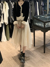 2025春装【金丝绒】温柔套装仙女纱裙气质中长裙两件套女