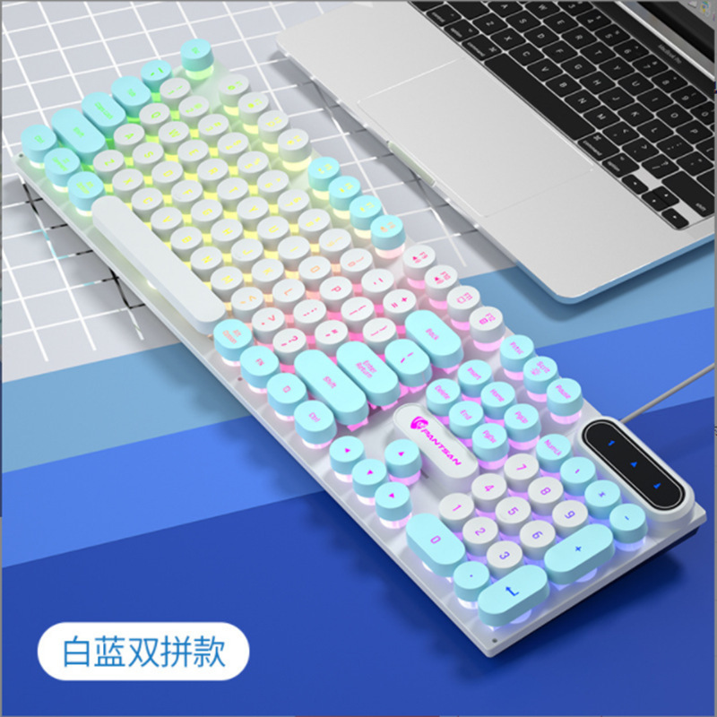 Panson PK100 punk e-sports keyboard game Office wired peripherals retro round multi-color computer USB keyboard Panson PK100 punk e-sports keyboard game Office wired peripherals retro round multi-color computer USB keyboard
