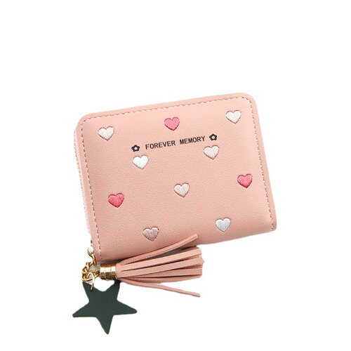 Fashion new women's short wallet wallet tassel zipper pu multi-card slot coin purse clutch bag manufacturer wholesale