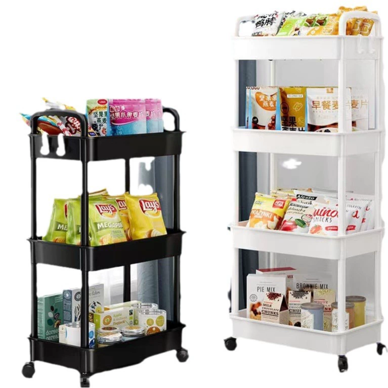 Multilayer Bedside Cart Storage System in Black or White, Various Sizes, Easy to Move