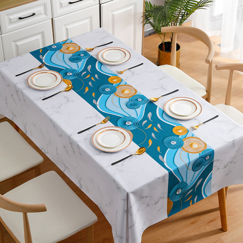 Benzhiliuguangniu light luxury tablecloth waterproof and oil-proof PVC tablecloth rectangular coffee table cloth ins style yarn fabric