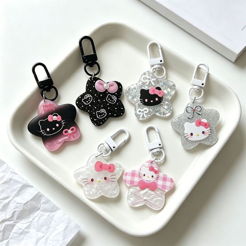 Sweet and Cool Y2K Girly Pink Five-Pointed Star Kt Cat Keychain Ins Versatile Backpack Pendant Couple Gift Wholesale Sweet and Cool Y2K Girly Pink Five-Pointed Star Kt Cat Keychain Ins Versatile Backpack Pendant Couple Gift Wholesale