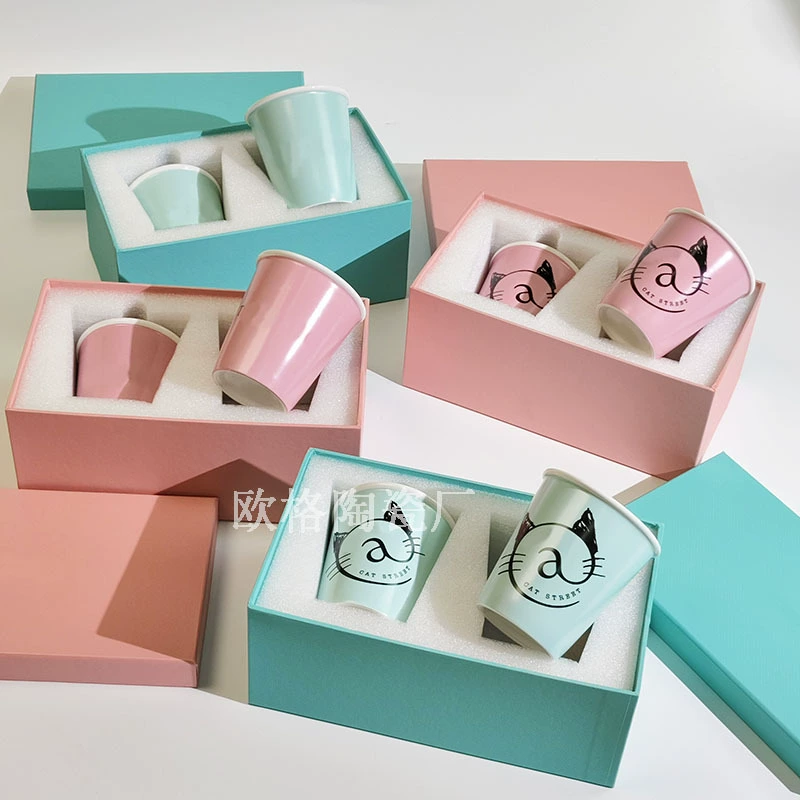 T-home classic blue bone porcelain cup ceramic cup water cup holding mug drinking water cup cup mouth cup gift box set