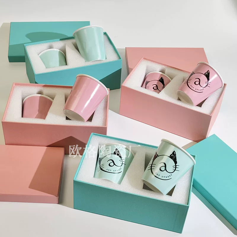 T-home classic blue bone porcelain cup ceramic cup water cup holding mug drinking water cup cup mouth cup gift box set