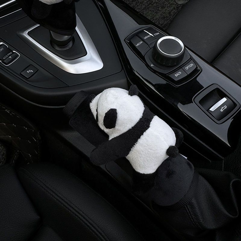 Car gear shift cover for women, trendy and cute strawberry bear plush toy, car gear shift cover, protective cover for automatic transmission, handbrake cover