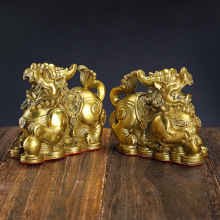 批发貔貅招才摆件一对客厅玄关办公室开业家居装饰品摆件黄铜貔貅