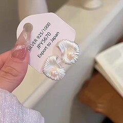 法式气质贝壳珍珠耳钉复古简约高级感优雅时尚小香风精致百搭耳饰