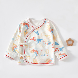 Half back clothes newborn baby spring and autumn newborn clothes pure cotton Boneless Top Baby monk clothing