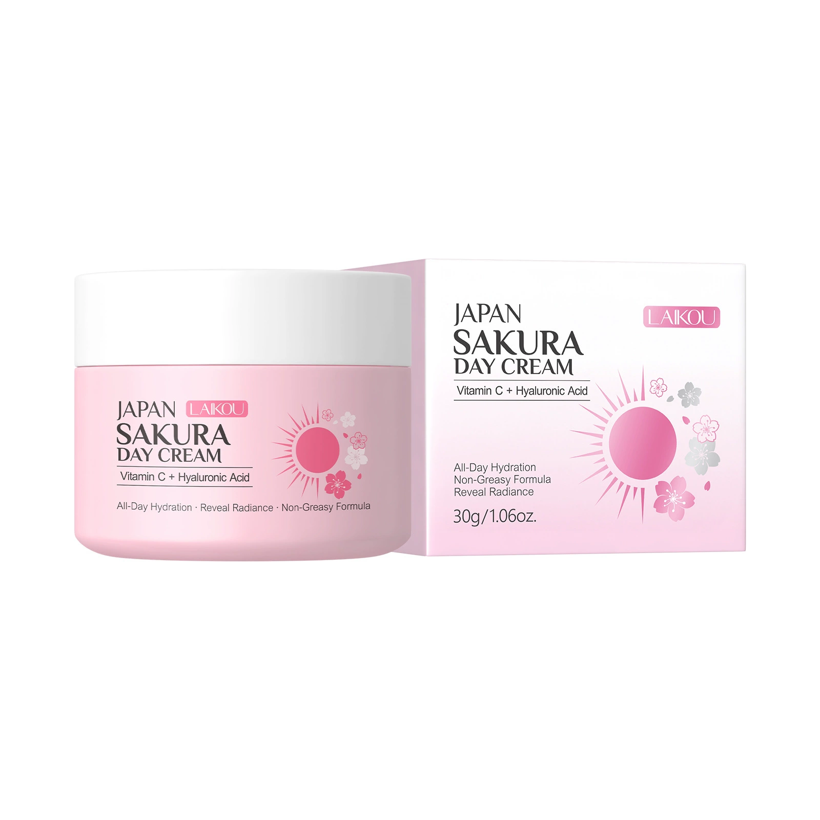 Дневной крем (LAIKOU) Sakura, 30 г, увлажняющий с витамином C и гиалуроновой кислотой