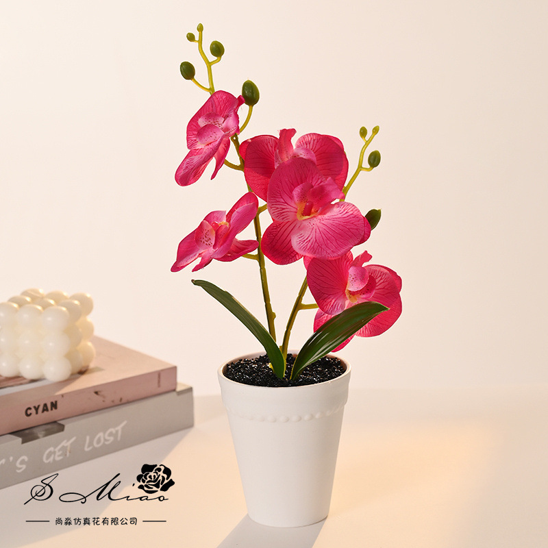 Orquídea de mariposa impresa de serigrafía floral orquídea de mariposa imitación de flores bonsai decoración de sala de estar decoración de escritorio interior decoración de casa maceta artificial image 12