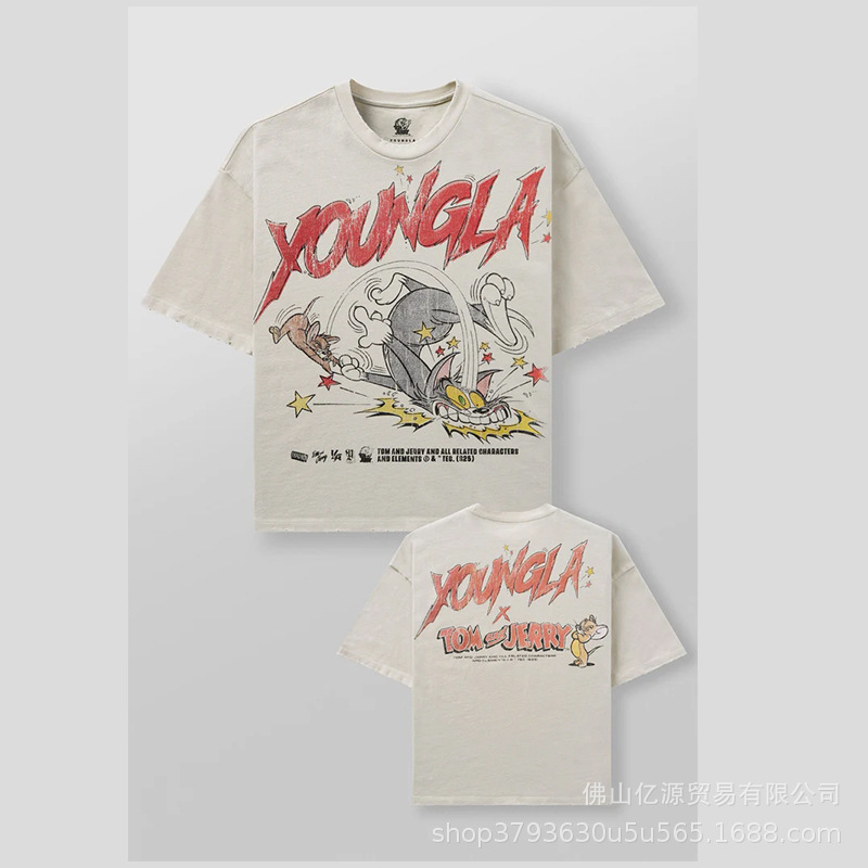 YoungLA x Tom & Jerry 4082 T-shirt Fight Time Beige