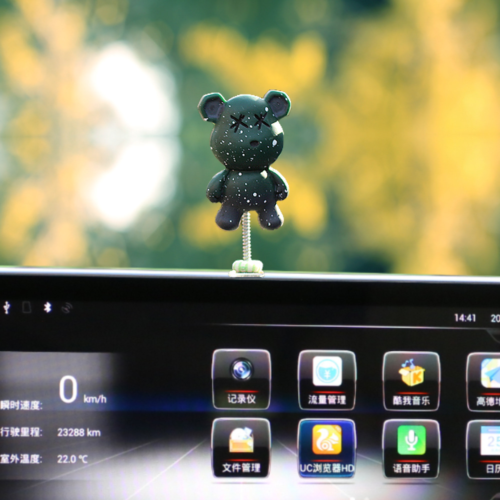 Lindo oso violento decoración de coche muñeca de oso de cielo estrellado consola central de coche productos de decoración interior plástico femenino