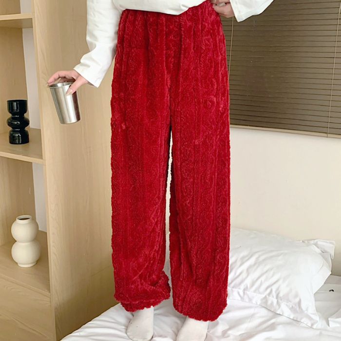 Pijamas jacquard de peluche de invierno de otoño de mujeres pantalones largos ociosos para aumentar el peso de 260 kg pesados MM pijamas de peluche ropa para el hogar