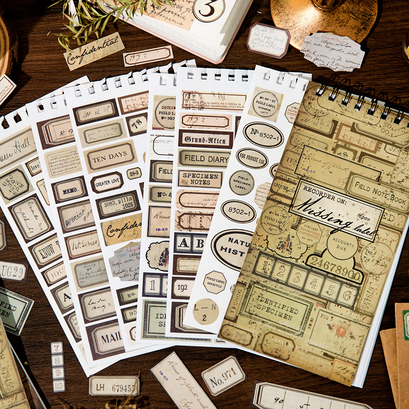Yan Ji bobina libro etiqueta izquierda serie diario decoración material base 12 unidades en 4 tipos