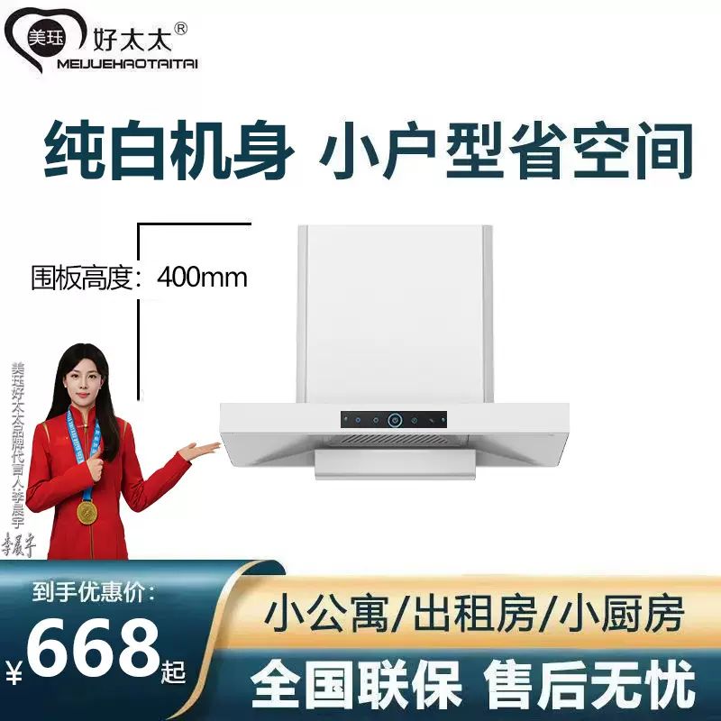 小型白色抽油烟机600/750mm宽家用公寓厨房顶吸式小户型吸抽油机
