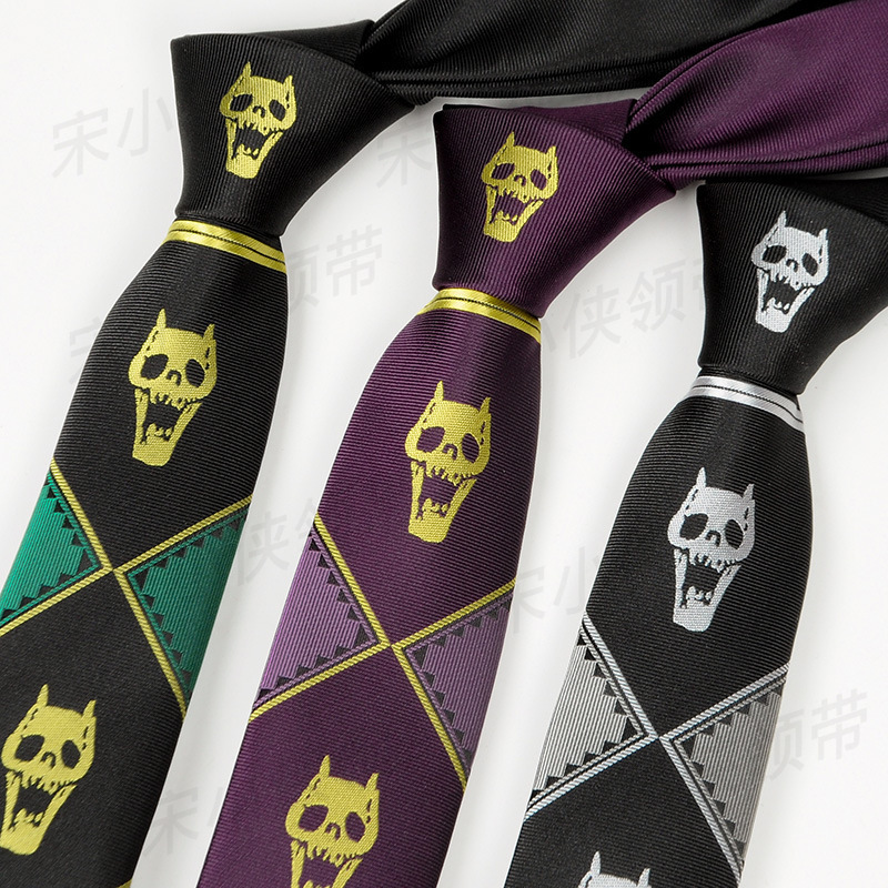 Jojo Bizarre Adventure Yoshikage Kira Skull Zipper Tie Men's Anime Dk Handmade Jk Shirt Women's Accessories