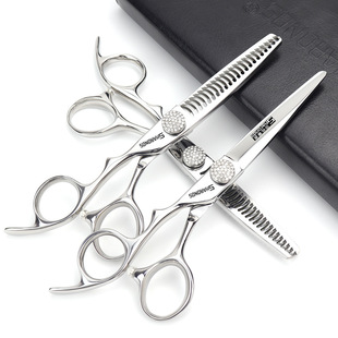 One-piece delivery 440C left-hand hair scissors left-handed hair stylist hair scissors flat scissors thin tooth scissors 6-inch