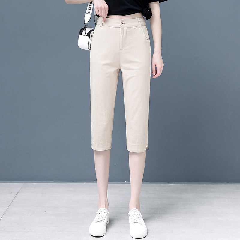 Cotton and Linen Cropped Pants for Women, Summer Thin Style, 2026 New High-Waisted Slimming Casual Suit Pants, Loose Casual Straight-Leg Pants