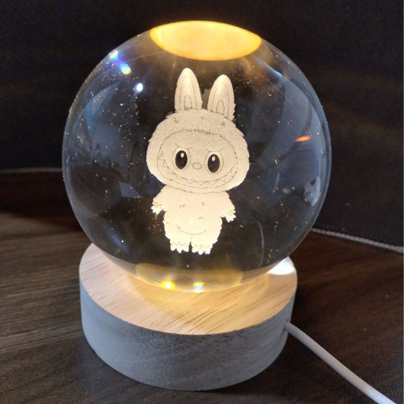 ステッチ猫漫画 3D 彫刻発光クリスタルボールカラフルなナイトライト子供のクリエイティブ誕生日ギフトお土産|undefined