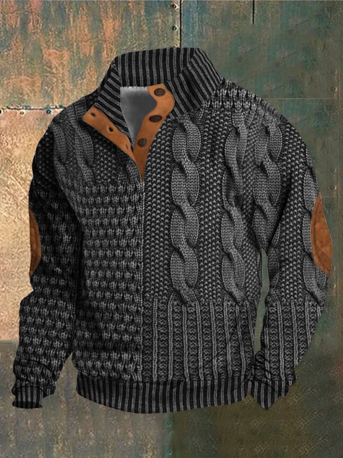 Men's Four-button Long-sleeved Sweater Image 8