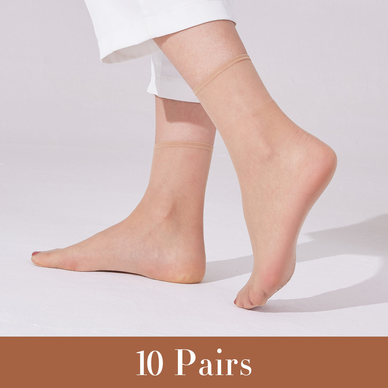 Amazon Breathable Thin Flesh-Colored Seamless Stockings Women's Summer Ultra-Thin Invisible Crystal Socks Factory Direct Sales