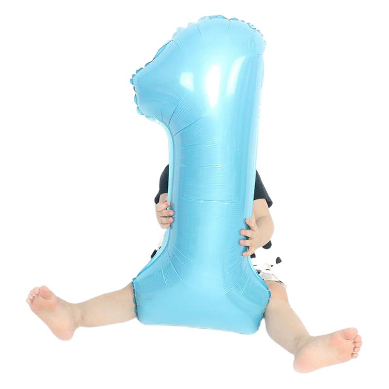 32inch Средний конфетный синий розовый цифровой воздушный шар из алюминиевой пленки Светло-голубой светло-розовый воздушный шар из алюминиевой пленки для украшения ребенка на 100-летие