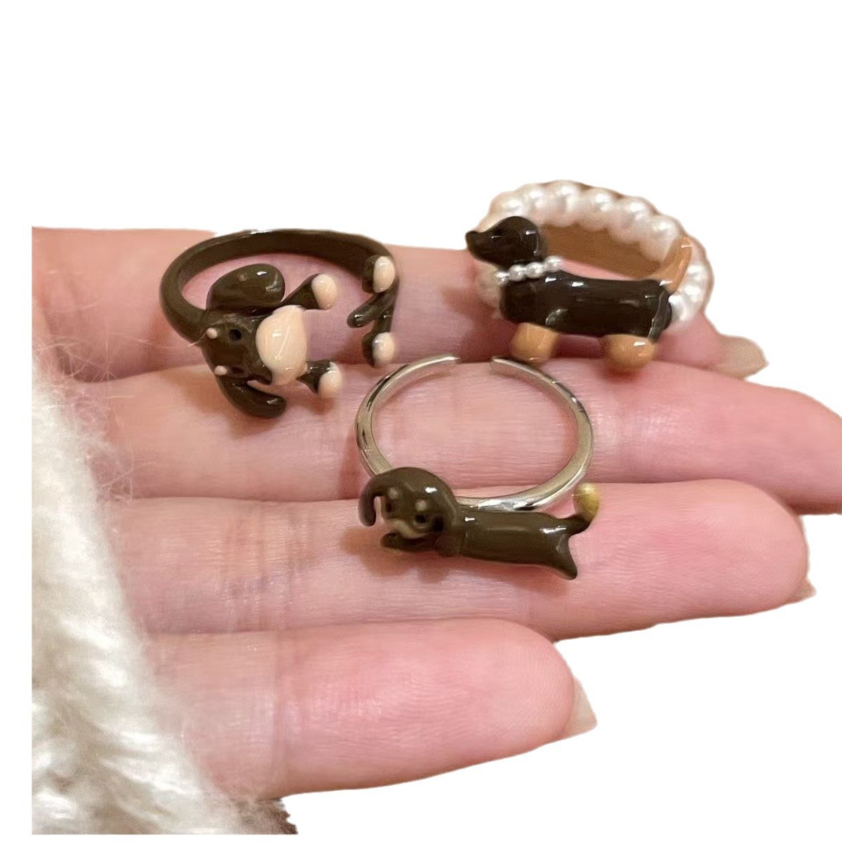Cartoon Cute Dachshund Dog For Women, Niche Exquisite High-Value Girly Heart Personality Versatile Ring 2026 New Model_voghion.com