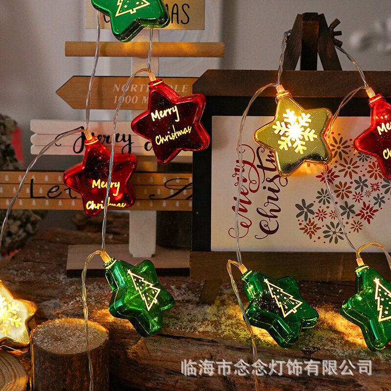 国境を越えた新しい人気LEDクリスマス五角星球灯串五角星鏡面メッキ雰囲気装飾|undefined