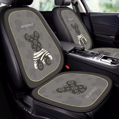 Seat Cover Seat cushion, seat cover - e0059i-c-dark-gray-printed-bear-front-row-four-piece-set-velvet-pad-a03-code