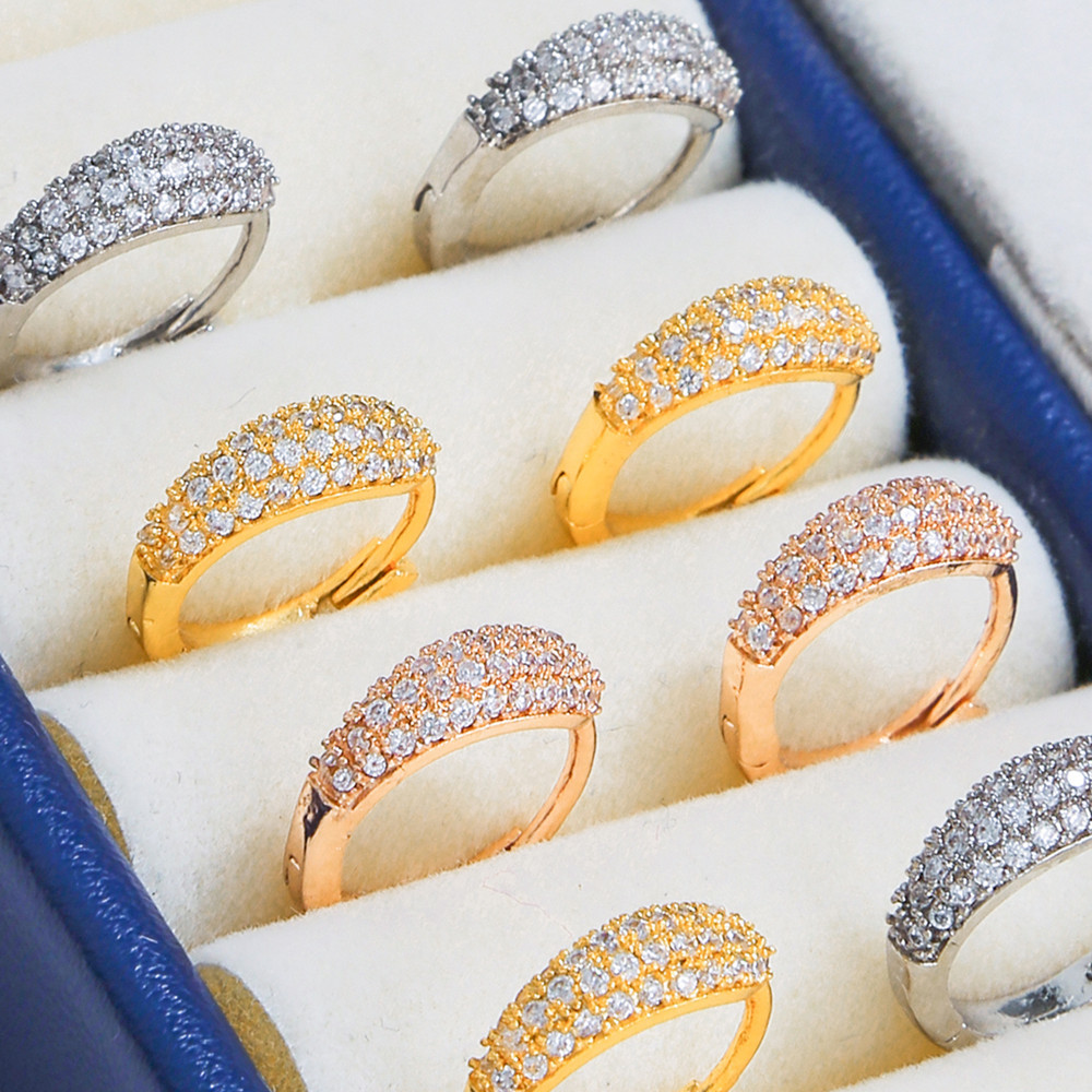 new zircon 18K gold color preservation copper fashion circle ear buckle geometric jewelry