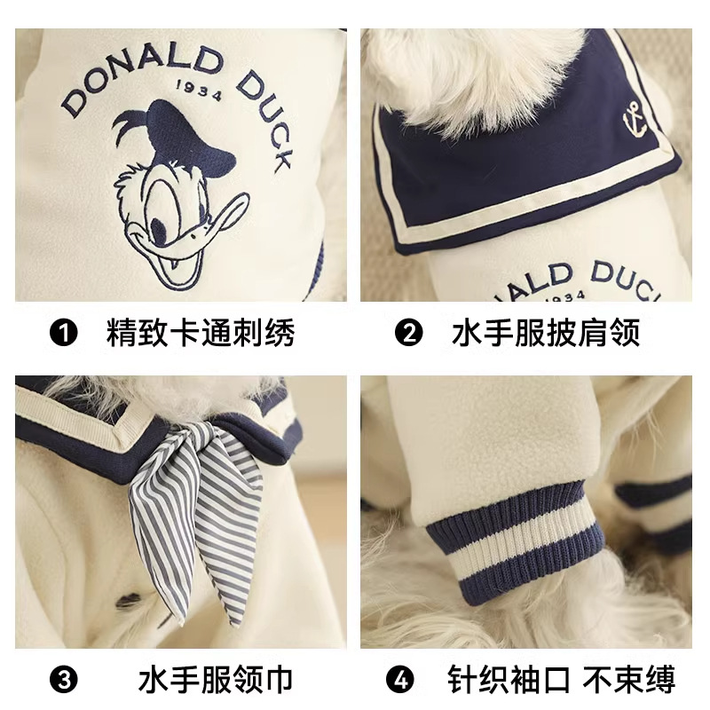 Disney Mickey serie de ropa de perro Donald Duck calentamiento invierno grueso gatos trajes marineros sherry osos